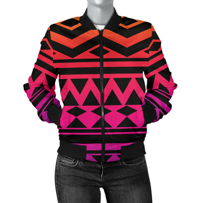 Rainbow Tribal Pattern Print Design A02 Women's Bomber Jacket