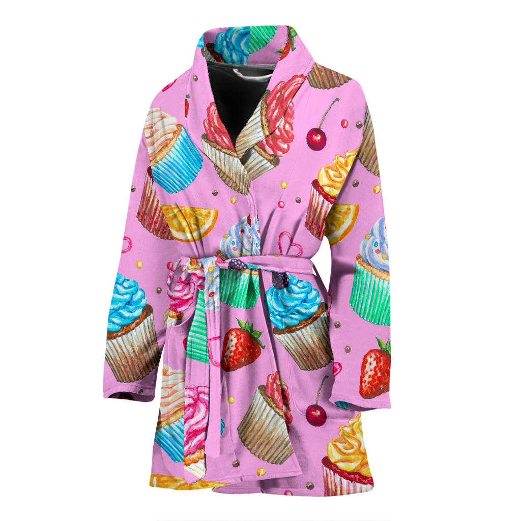 Cupcake Pattern Print Design CP05 Women Bathrobe