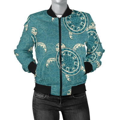 Sea Turtle Pattern Print Design T02 Women Bomber Jacket