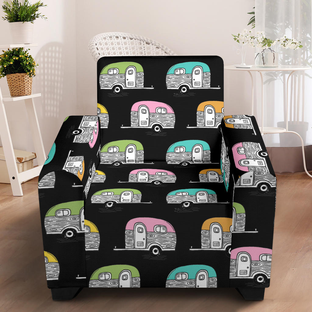 Camper Pattern Camping Themed No 2 Print Armchair Slipcover