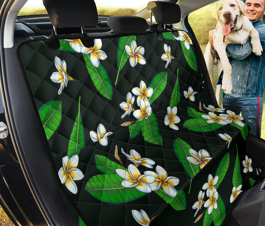 White Plumeria Pattern Print Design PM023 Rear Dog  Seat Cover