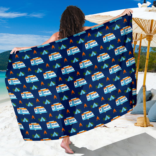 Camper Pattern Camping Themed No 3 Print Sarong Pareo Wrap