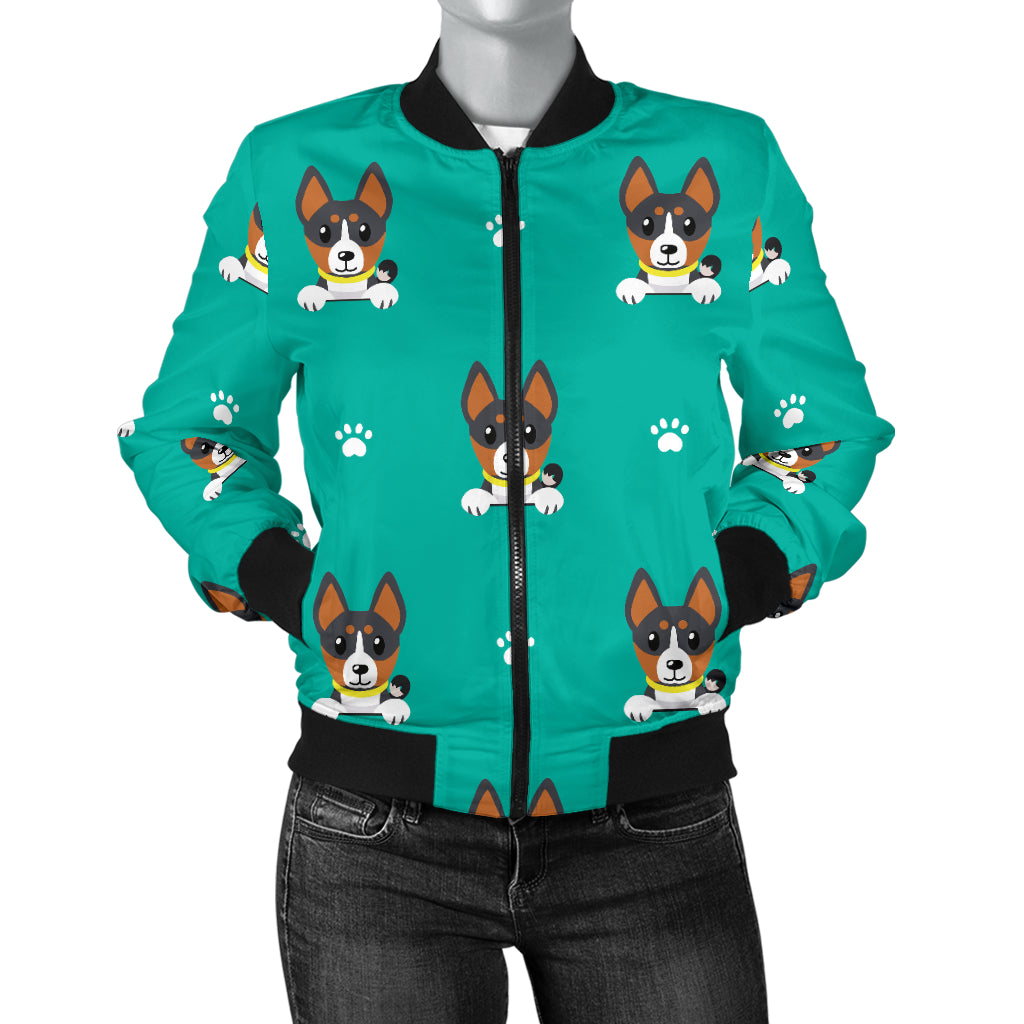 Basenji Pattern Print Design 03 Women's Bomber Jacket