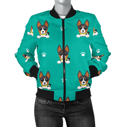 Basenji Pattern Print Design 03 Women's Bomber Jacket