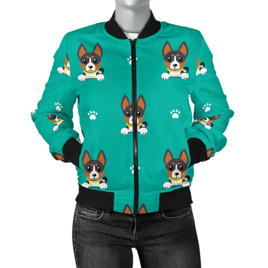 Basenji Pattern Print Design 03 Women's Bomber Jacket