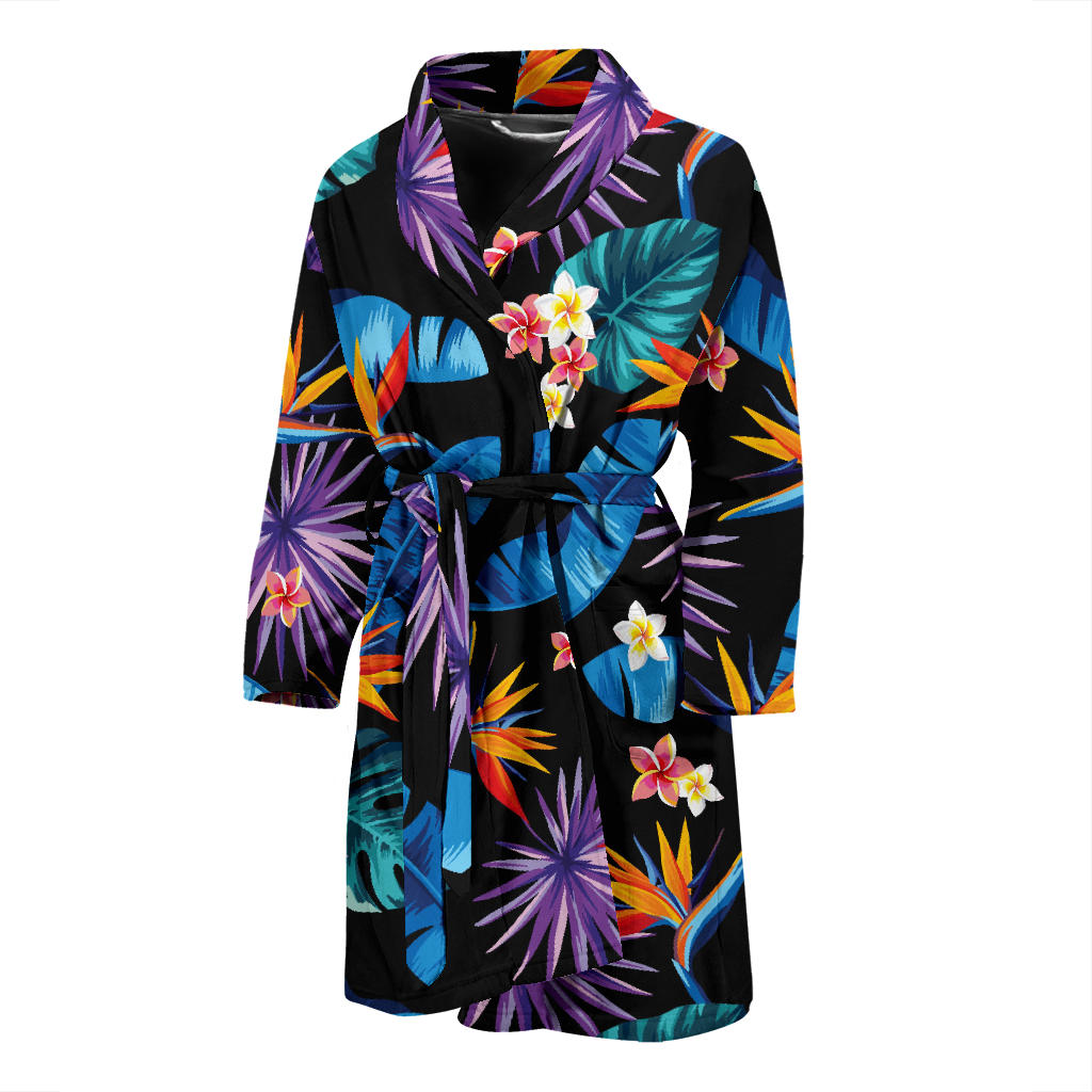Tropical Flower Pattern Print Design TF018 Men Bathrobe