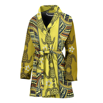 Polynesian Turtle Hawaiian Design Print Women Bathrobe