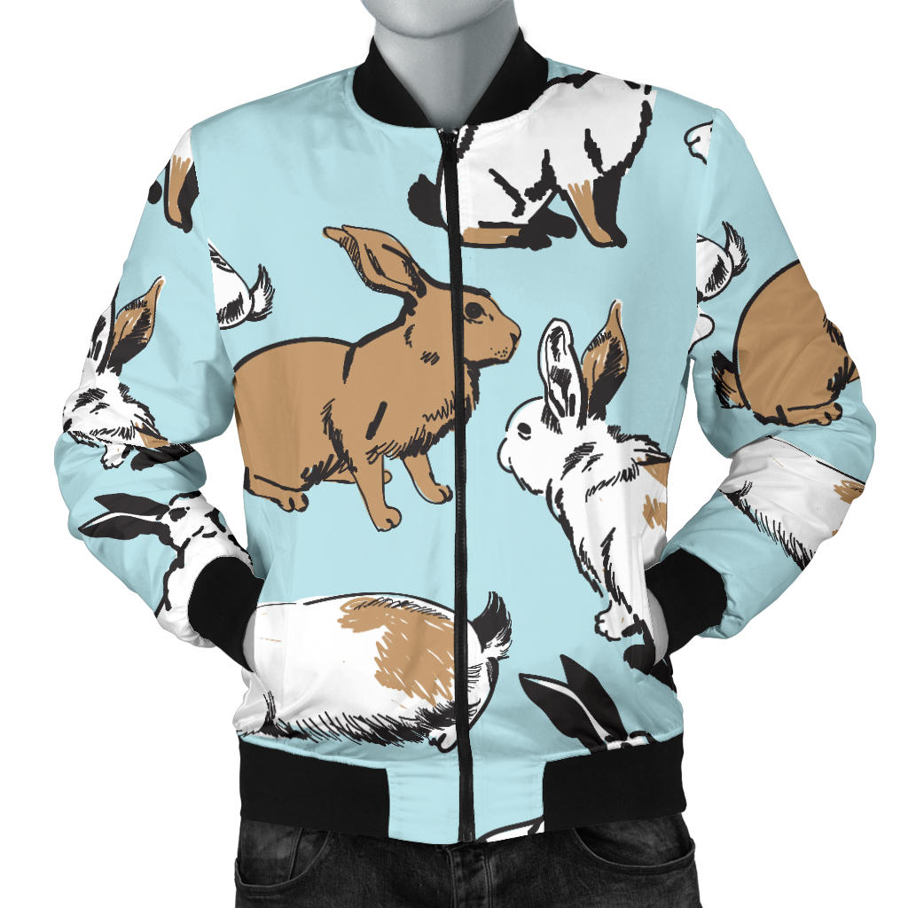 Rabbit Pattern Print Design RB018 Men Bomber Jacket