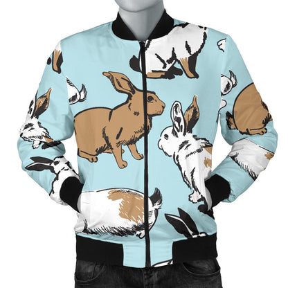 Rabbit Pattern Print Design RB018 Men Bomber Jacket