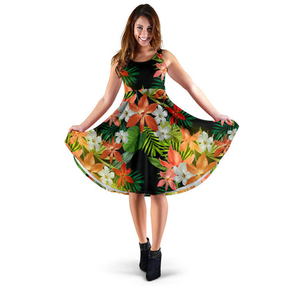 Amaryllis Pattern Print Design AL07 Midi Dress