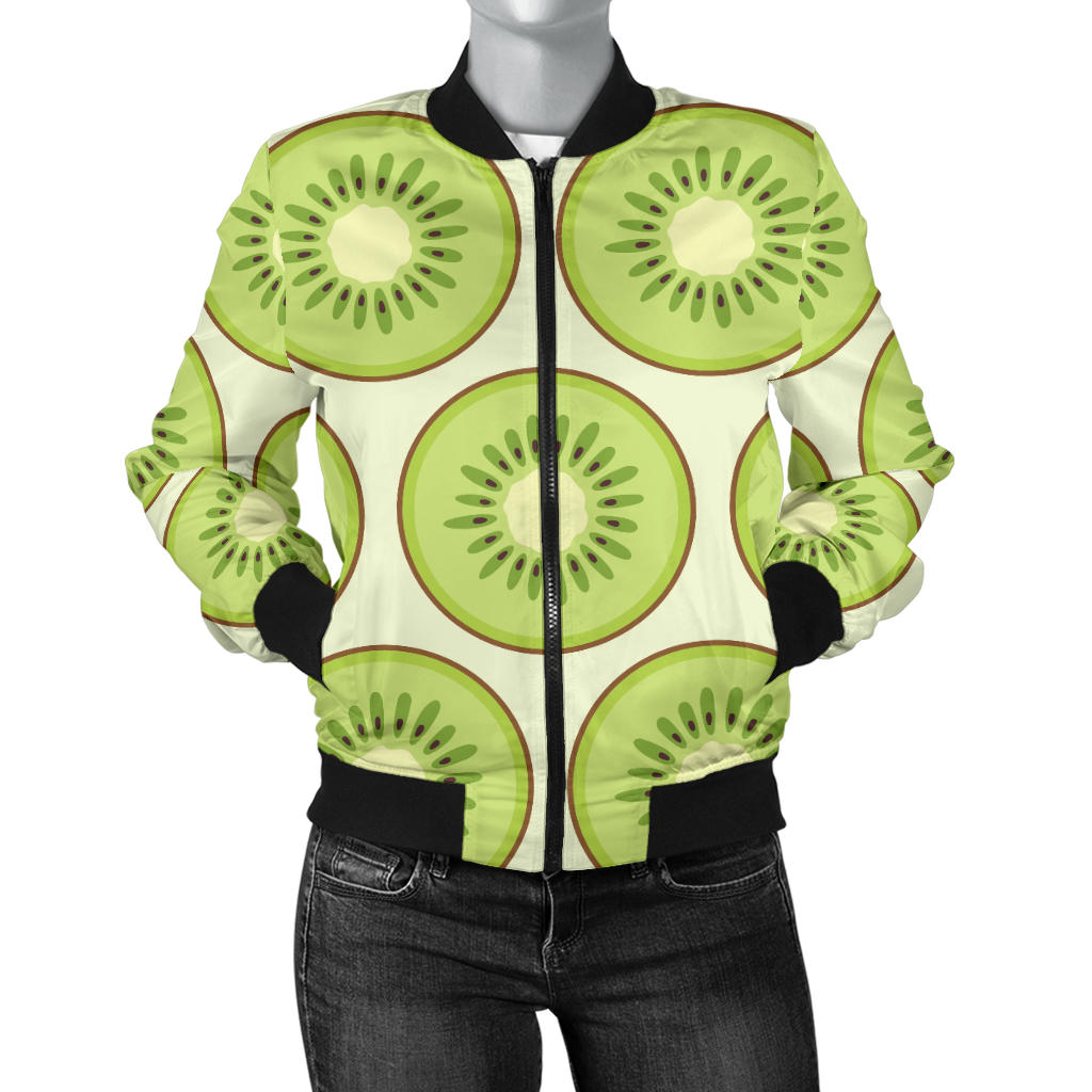 Kiwi Pattern Print Design KW02 Women Bomber Jacket