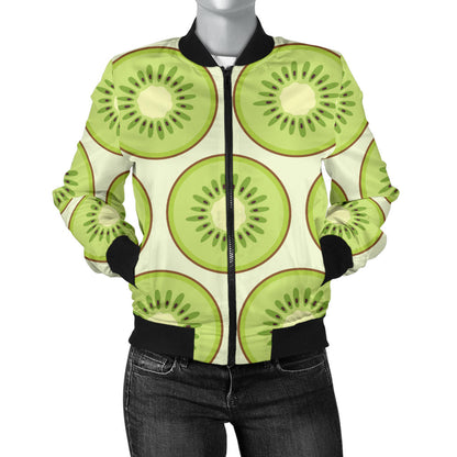 Kiwi Pattern Print Design KW02 Women Bomber Jacket