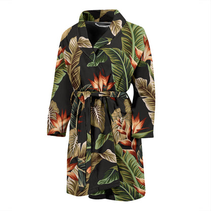 Tropical Flower Pattern Print Design TF014 Men Bathrobe