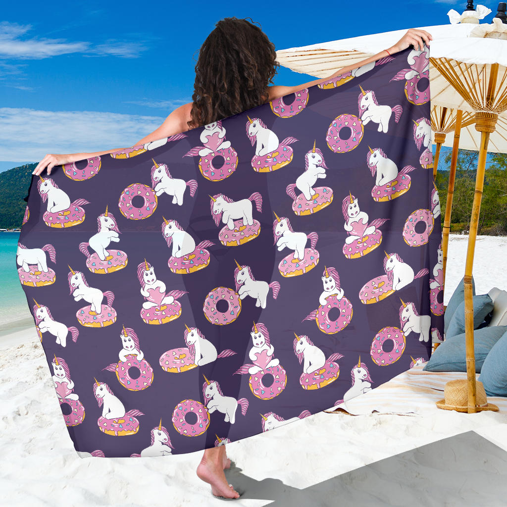 Donut Unicorn Pattern Print Design DN011 Sarong Pareo Wrap