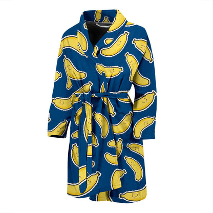 Banana Pattern Print Design BA03 Men Bathrobe
