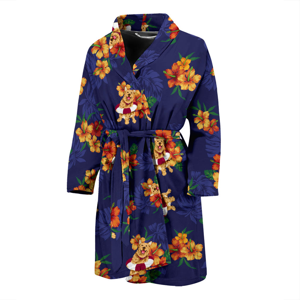 Hawaiian Themed Pattern Print Design H02 Men Bathrobe