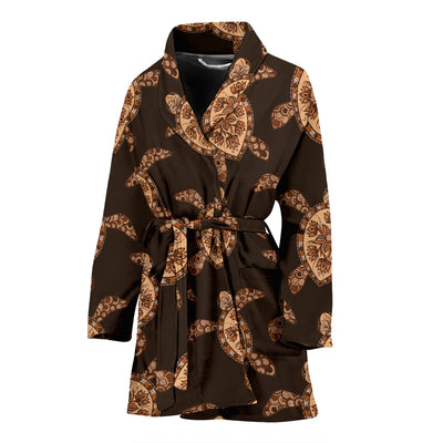 Tribal Sea Turtle Pattern Print Design T09 Women Bathrobe