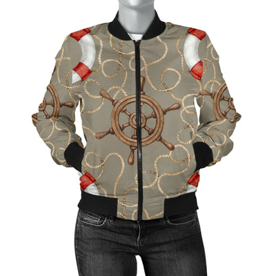 Nautical Pattern Print Design A02 Women's Bomber Jacket