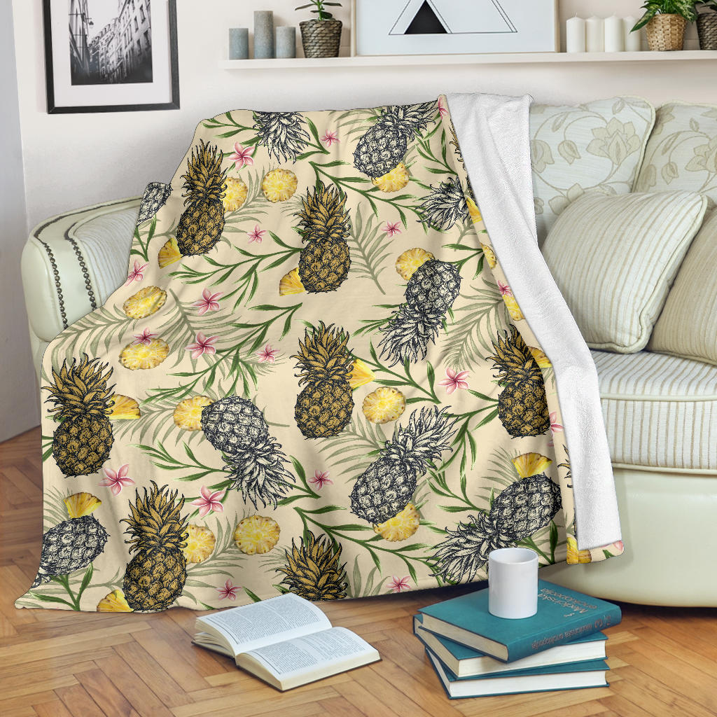 Pineapple Pattern Print Design PP012 Fleece Blanket