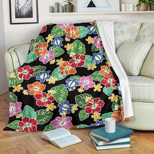 Hawaiian Themed Pattern Print Design H010 Fleece Blanket