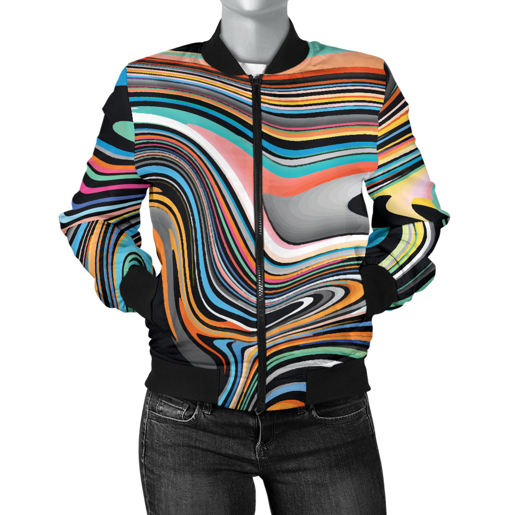 Liquid Pattern Print Design 02 Women's Bomber Jacket