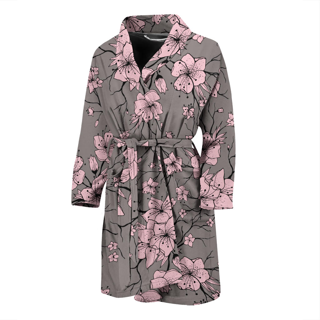 Cherry Blossom Pattern Print Design CB05 Men Bathrobe