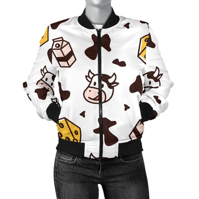 Cow Pattern Print Design 06 Women's Bomber Jacket