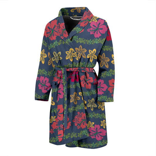 Hawaiian Themed Pattern Print Design H018 Men Bathrobe