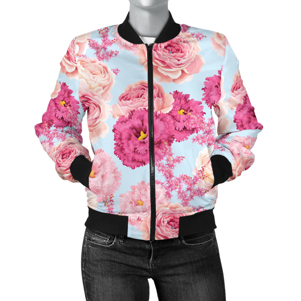 Lisianthus Pattern Print Design LT05 Women Bomber Jacket
