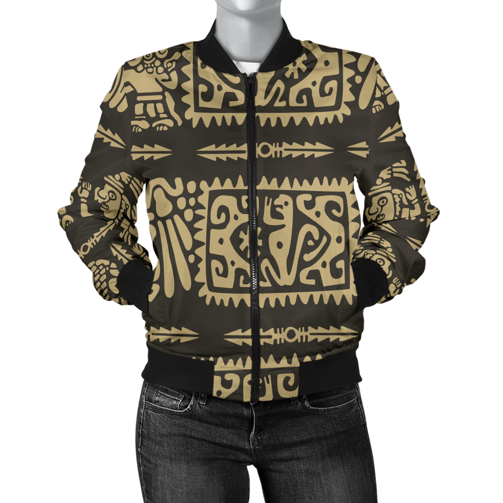 Mayan Pattern Print Design 02 Women's Bomber Jacket