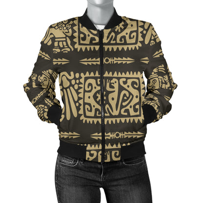 Mayan Pattern Print Design 02 Women's Bomber Jacket