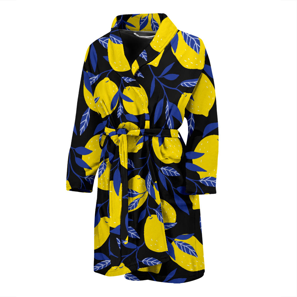 Lemon Pattern Print Design LM01 Men Bathrobe