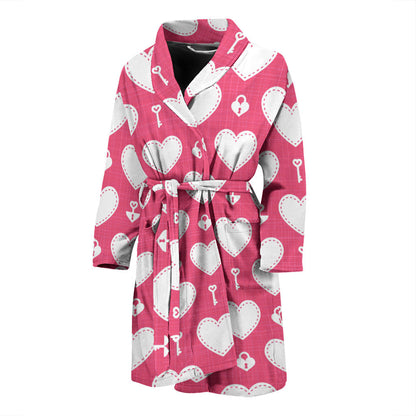 Heart Key Pattern Print Design HE09 Men Bathrobe