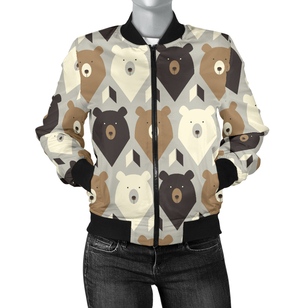 Bear Pattern Print Design 04 Women's Bomber Jacket