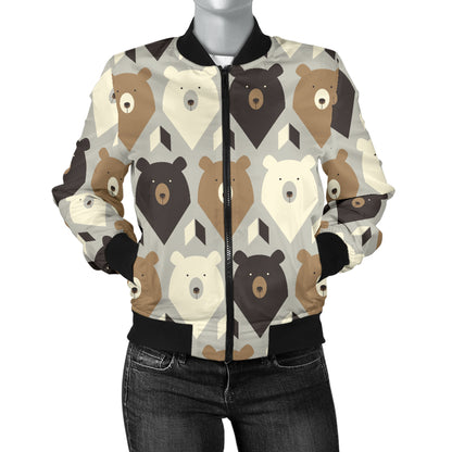 Bear Pattern Print Design 04 Women's Bomber Jacket