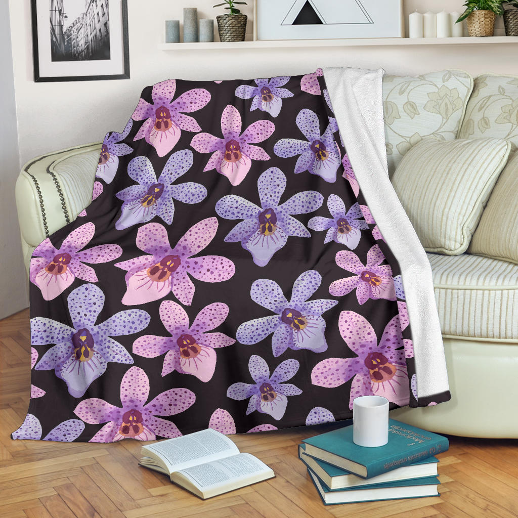 Orchid Pattern Print Design OR08 Fleece Blanket