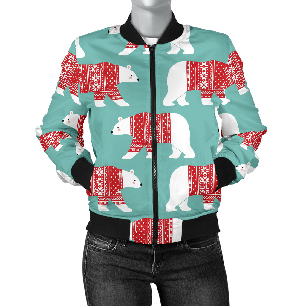 Polar Bear Pattern Print Design A04 Women's Bomber Jacket