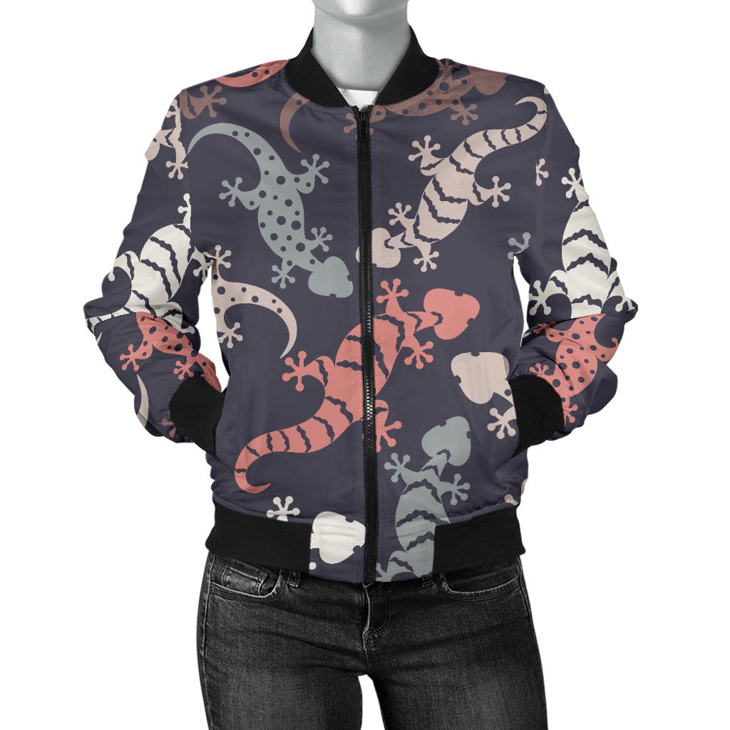 Gecko Pattern Print Design 02 Women's Bomber Jacket