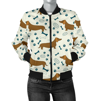 Dachshund Pattern Print Design 01 Women's Bomber Jacket