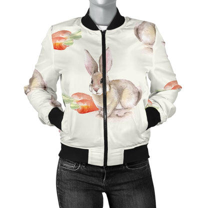 Rabbit Pattern Print Design 01 Women's Bomber Jacket
