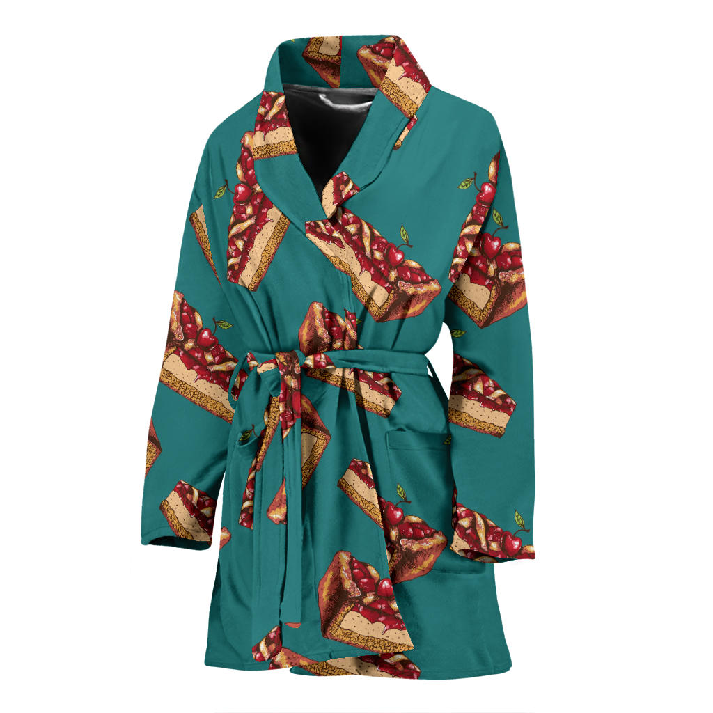 Cheesecake Cherry Pattern Print Design CK03 Women Bathrobe