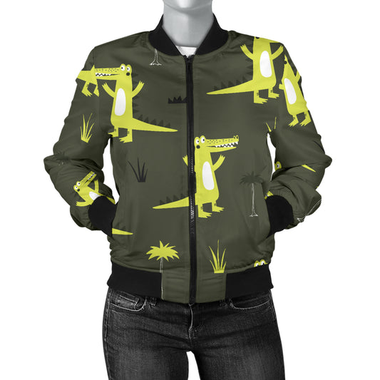Alligator Pattern Print Design 05 Women's Bomber Jacket