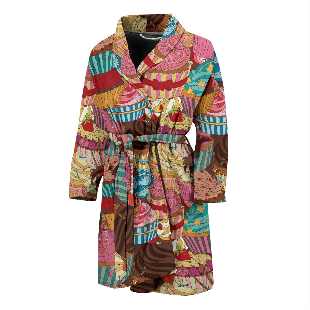 Cupcake Pattern Print Design CP01 Men Bathrobe