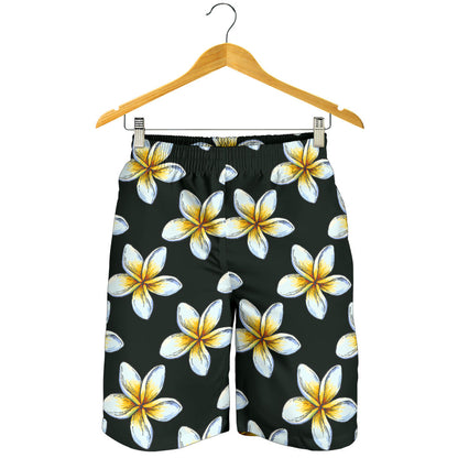 White Plumeria Pattern Print Design PM022 Mens Shorts
