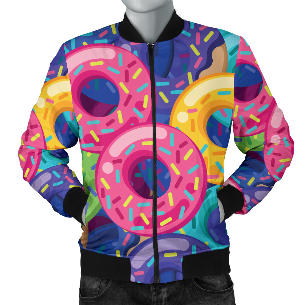 Donut Pattern Print Design DN010 Men Bomber Jacket