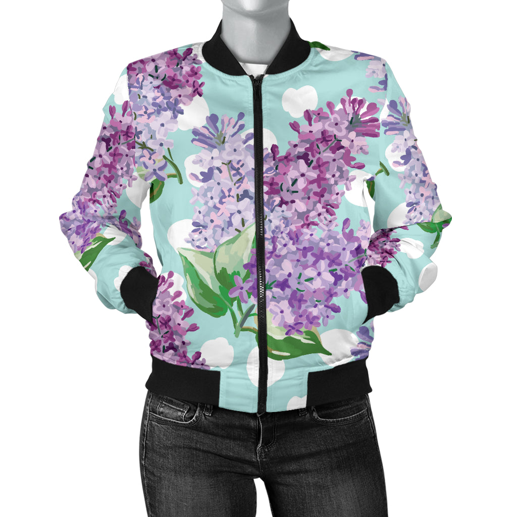 Lilac Pattern Print Design 02 Women's Bomber Jacket