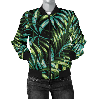 Tropical Flower Pattern Print Design TF08 Women Bomber Jacket
