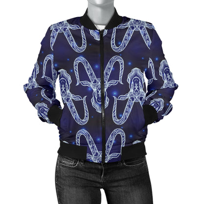 Capricorn Zodiac Pattern Print Design 03 Women's Bomber Jacket