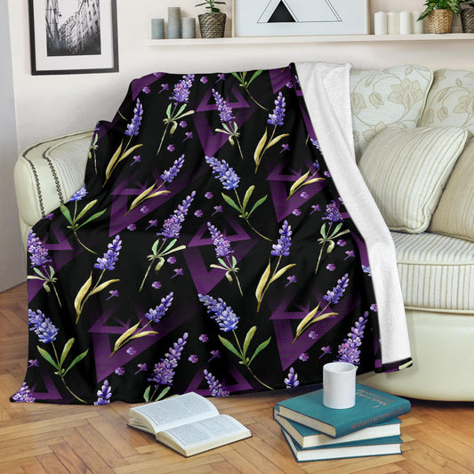 Lavender Pattern Print Design LV07 Fleece Blanket