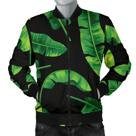 Banana Leaf Pattern Print Design BL02 Men Bomber Jacket